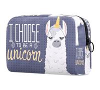 Alpaca I Choose to Be a Unicorn - Bolsa de cosméticos para mujer, neceser de viaje, bolsa organizadora de maquillaje grande con cremallera, multicolor, 18.5x7.5x13cm/7.3x3x5.1in, Neceser