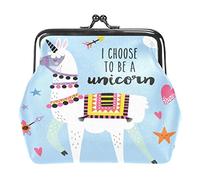 Alpaca I Choose To Be a Unicorn - Carteras de Piel sintética para Mujer, Monedero con minihebilla para niñas