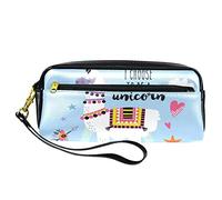 Alpaca I Choose to Be a Unicorn - Estuche para lápices de piel sintética con cremallera para niños y niñas, suministros escolares y de oficina
