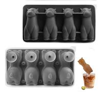 Alpaca-Shaped Ice Cube Tray with Lid and Funnel,Cute 3D Alpaca-Shaped Silicone Ice Cube Tray,Food Silicone 4 Grid for Cocktails Whiskey Wine,Reusable Ice Maker, Animal Ice for Parties (Black)