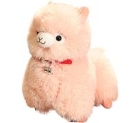 Alpaca Stuffed Animal Plush - 9.84 Inch Cushion | Short Plush & PP Cotton Llama Toy with Bell, Odorless Decorative Nursery Pillow Gift For Kids Birthday Amusement Park Carnival Prizes