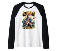 Alpaca tocando bajo cactus desierto música estilo punk Camiseta Manga Raglan