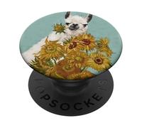 Alpaca Whimsical Llama & Sunflower PopSockets PopGrip Adhesivo