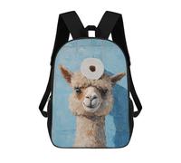 Alpaca with Toilet Paper Roll on Head Mochilas Impresas En 3D Para Niños 17inch Mochilas De Moda Informales Para El Día A Día, Bolsas De Viaje, Mochilas Informales Para Exteriores Para Niños Y Niñas