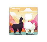 Alpacas in Love in The Mountains - Placas de pared decorativas para interruptor de luz, 2 tomas de corriente, placa de interruptor eléctrico, cubierta de placa frontal termoplástica para dispositivo