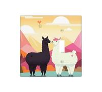 Alpacas in Love in The Mountains - Placas de pared decorativas para interruptor de luz, 2 tomas de corriente, placa de interruptor eléctrico, cubierta de placa frontal termoplástica para dispositivo