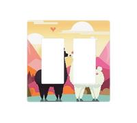 Alpacas in Love in The Mountains - Placas de pared decorativas para interruptor de luz, 2 tomas de corriente, placa de interruptor eléctrico, cubierta de placa frontal termoplástica para dispositivo