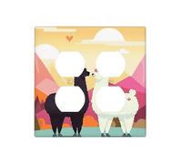 Alpacas in Love in The Mountains - Placas de pared decorativas para interruptor de luz, 2 tomas de corriente, placa de interruptor eléctrico, cubierta de placa frontal termoplástica para dispositivo