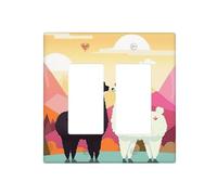 Alpacas in Love in The Mountains - Placas de pared decorativas para interruptor de luz, 2 tomas de corriente, placa de interruptor eléctrico, cubierta de placa frontal termoplástica para dispositivo