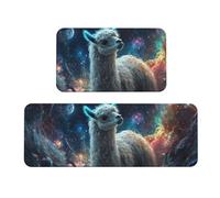 Alpacas In The Vast Starry Sky - Juego de 2 tapetes de cocina acolchados cómodos para decoración del hogar, tapetes de cocina para suelo, antideslizantes, lavables, para lavandería, 43 x 119 cm + 43 x