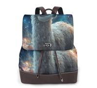 Alpacas in the vast starry sky - Mochila de viaje para mujer, mochila casual, mochila de cuero estampada para mujer para el trabajo