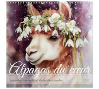 Alpagas du cœur (Calendrier mural carré 2026 30 x 60 cm (ouvert)) Calendrier double avec une page pour vos prises de notes