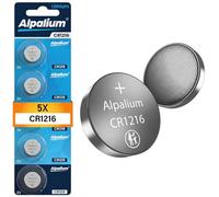 Alpalium Pilas de botón CR1216, paquete de 5 unidades, 3 V, alto rendimiento para mandos a distancia, llaveros, CPU, dispositivos portátiles y médicos, CR 1216 de alta calidad y larga vida útil