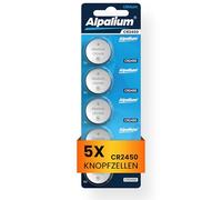 Alpalium Pilas de botón CR2450, paquete de 5 unidades, 3 V, alto rendimiento para mandos a distancia, llaveros, CPU, dispositivos portátiles y médicos, CR 2450 de alta calidad y larga vida útil