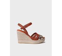 Alpargata abierta de mujer en cuero y color platino con cuña | OCTAVIA 35 DORADO-CUERO
