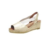Alpargata Casual de Piel, con cuña de Yute Natural - 2191 para: Mujer Color: Platino Talla: 39
