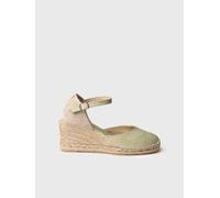 Alpargata de cuña de yute con hebilla | CALDES 44 OLIVA