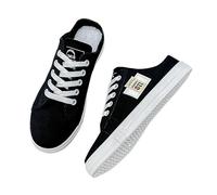 Alpargata Mujer - Zapatillas Mujer Ligeras Transpirable Zapatillas De Caminar Casual Zapatos Bajos Cordones Zapatos Planos Minimalista Baloncesto Confort Al Aire Libre, Negro , 38 EU