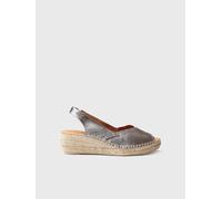 Alpargata peep toe de mujer con cuña en piel | BERNIA-P 38 ACERO