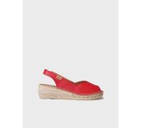 Alpargata peep toe de mujer con cuña en piel | BERNIA-P 39 ROJO