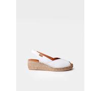 Alpargata peep toe de mujer con cuña en piel | BERNIA-P 41 BLANCO