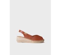 Alpargata peep toe de mujer con cuña en piel | BERNIA-P 41 NOUGAT