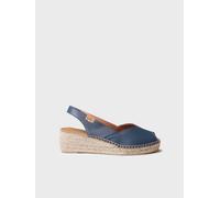 Alpargata peep toe de mujer con cuña en piel | BERNIA-P 41 OCEANO