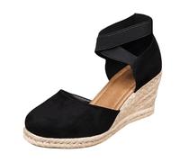 Alpargatas Cuña Forrado de Yute para Mujer Sandalias Elegante Diseno Moderno Cierre Hebilla Esparteñas Zapatos de Esparto Punta Cerrada Plataforma Espadrilles Cómodos Versatiles para Verano y Caminar