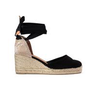 Alpargatas de cuña de algodón CARINA Mujer Talla 38. Color Negro