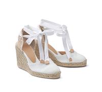 Alpargatas de cuña de algodón CARINA Mujer Talla 39. Color Blanco