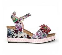 Alpargatas de cuña de cuero con estampado floral lila y morado Facyo 75 de Laura Vita para mujer, para uso diario