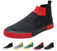 Alpargatas de lona para hombre, sin cordones, planas, para barco, yate, alpargatas, informales, cómodas, ligeras, antideslizantes, clásicas, para caminar, Red, 39 1/3 EU