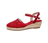 Alpargatas para mujer tacón de cuña antideslizante boho zapatos de verano de yute trenzado frente cerrado sandalias cuña plataforma ortopédica alpargatas cómodas elegantes sandalias, 01 rojo., 41 EU