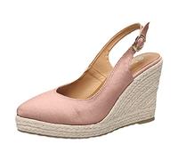 Alpargatas para mujer Tacón de cuña Cerrado, Sandalias de Plataforma Dedos de Encaje Zapatos de Slingback Zapatos Cómodos Elegantes Zapatos de Noche Ligeros Transpirables Zapatos de Verano para
