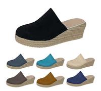 Alpargatas para mujer tacón de cuña, zapatillas para mujer, sandalias delanteras cerradas al aire libre, zapatos transpirables, suela dura, zapatos de verano, sandalias de cuña abiertas, sandalias de