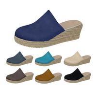 Alpargatas para mujer tacón de cuña, zapatillas para mujer, sandalias delanteras cerradas al aire libre, zapatos transpirables, suela dura, zapatos de verano, sandalias de cuña abiertas, sandalias de