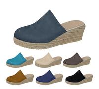 Alpargatas para mujer tacón de cuña, zapatillas para mujer, sandalias delanteras cerradas al aire libre, zapatos transpirables, suela dura, zapatos de verano, sandalias de cuña abiertas, sandalias de
