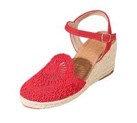 Alpargatas para mujer Zapatos de cuña de plataforma Cuñas Sandalias de cuña Sandalias de honda Zapatos de Lino Boho Trenzado Sandalias con Tacón Cómodo Verano Cerradas Sandalias
