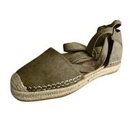 Alpargatas planas para mujer, sandalias con puntera cerrada, correa al tobillo, sandalias planas de baile, zapatos romanos retro, sandalias de verano con correa ajustable, sandalias ligeras y