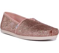 Alpargatas Toms Para Mujer Con Brillo Cósmico En Lona Rosa Dorado Talla UK 3-8
