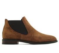 ALPE - Botín con tacón ancho,ante,piel,elásticos en el tobillo,bota tobillera,clásica,Chelsea,punta redonda para: Mujer color: BROWN talla:41