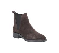 ALPE - Botín con tacón ancho y bajo,punta fina,ante,de piel,elásticos en el tobillo,bota tobillera,clásica, para: Mujer color: Marrón talla:39