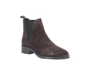 ALPE - Botín con tacón ancho y bajo,punta fina,ante,de piel,elásticos en el tobillo,bota tobillera,clásica, para: Mujer color: Marrón talla:40