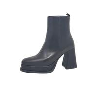 Alpe Botines de mujer en piel con plataforma y tacón bloque. Negro 40