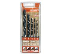 ALPEN 9084015 Estuche Brocas Madera 5 Piezas, negro, ø 4-10 mm