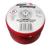 Alpen Camping Cartucho de Gas Butano y Propano 230 g, Rosca EN 417 7/16 Pulgadas, Cocina para Exteriores de Senderismo, Supervivencia, Fiable, 10 °C a +40 °C, Certificado PI 0656
