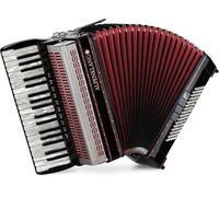 Alpenklang Pro Acordeón IV 96 CM - 38 teclas de agudos en nácar, 10 registros de agudos, 96 bajos, 4 voces, Cassotto, doble tremolo, lengüetas a mano, in stuche y correas
