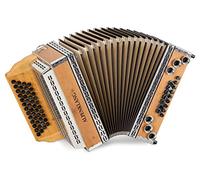 Alpenklang Pro Alpline 34 Eco Acordeón G-C-F-B MB - 46 Botones (4 filas, 3 voces) - X-Bass desacoplado y H-Bass - Bajos menores y 8 bajos Helikon - incluye estuche y correa - Haya