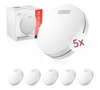 ALPENLUFT Detector de Humo 10 años de batería, Detector de Incendios, Smoke Detector, Alarma de Humo, Detector de Incendios, Sin perforación, Sin LED Intermitente, Alarma Incendios hogar (Set con 5)