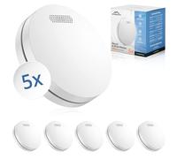 ALPENLUFT Detector de Humo Inalámbrico en Red 10 Años Batería, Alarma de Humo y Detector de Calor 2en1, Alarma de Incendios, Detector de Incendios, Sin Taladrar, Sin LED Intermitente (Set con 5)